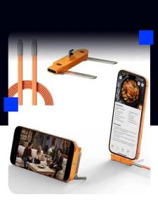 【Upgrade 2-in-1】240W Type-C Angled Stand Data Cable 1.5m 90° Elbow Gaming Cable Fast Charging & Invisible Foldable Phone Stand