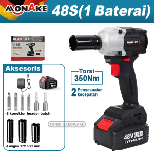 MONAKE Mesin Impact Drill Baterai Cordless Wrench Brushless 48S/48V/88V Mesin bor Portabel mini with Li-ion Batteries 88V