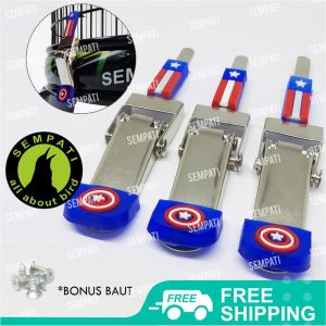 SEMPATI Jepitan Tebok Klem Koper Overpal Karet Plat Sangkar Kandang Burung Lovebird Motif Captain America Sempati JKAMR