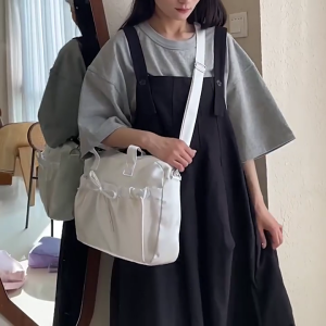 โบว์จับจีบมีสไตล์กระเป๋ามือจับด้านบนกระเป๋าถือขนาดใหญ่กระเป๋าสะพายไหล่ลำลองสำหรับ Essential ในชีวิตประจำวัน