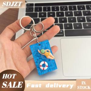 SDJZT Màu xanh màu vàng bơi Keychain phong cách Hồ Bơi Xe vòng chìa khóa mặt dây chuyền cho bơi lội Ba lô Ví chủ món quà thiết thực