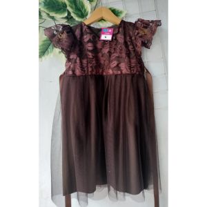 Dress Brukat Anak Warna Coklat Mahogany / Dress Pesta Anak Baju Ulang Tahun Anak Perempuan