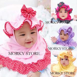 Kerudung anak bayi topi list polka hijab anak jilbab kerudung anak murah kerudung bayi allsize 0-2th