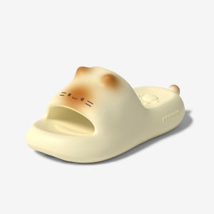 Cute cartoon little black cat paw slippers for women in summer couples home non-slip silent bathroom shower sandals for men