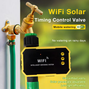 เครื่องตั้งเวลารดน้ำพลังงานแสงอาทิตย์แบบทางเดียว/WIFI Tuya/แอป Smart Life วาล์วอัจฉริยะ เครื่องตั้งเวลารดน้ำสวนกลางแจ้งแบบหยดน้ำ
