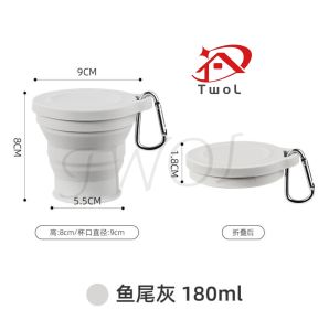 TWOL SHOP 1pcs Portable Silicone Foldable Cup With Lid Folding Storage Travel Mug for Hot Water