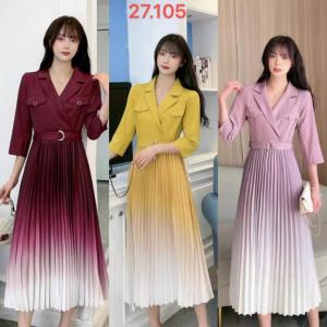 ASH110062 DRESS TUNIK PLISKET GRADAI BAHAN SATIN SILK IMPORT PREMIUM FASHION WANITA