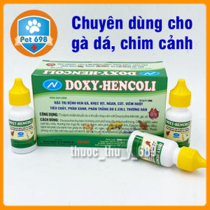Chữa bệnh gà đá gà chọi chiến kê DOXYHENCOLI PET-698 Hộp 10ml x 10 lọ