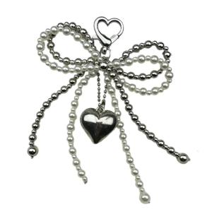 Chic Pearls Bowknot Accent Keychain Pendant for Phone Cases and Apparel Perfect for Enhancing Everyday Outfits