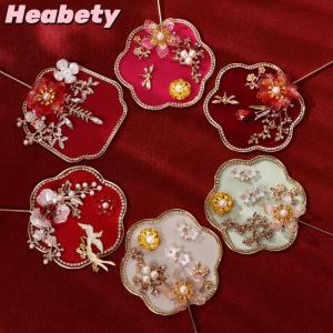 Heabety Chinese Retro Good Luck Fan Wedding Handheld Flower Fan With Tassels Ancient Delicate Pendant Gifts