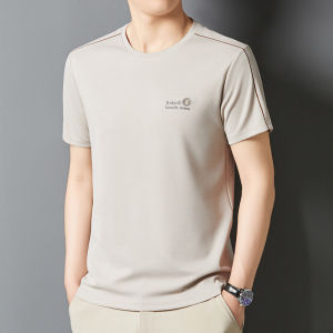 Young and middle-aged mens light luxury summer embossed breathable waffle short-sleeved T-shirt cool round neck casual fashion short-sleeved T-shirt