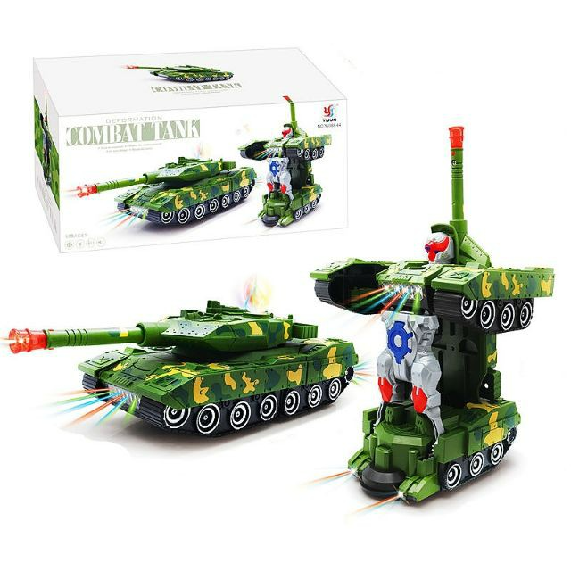 ของเล่นรถถังแปลงร่างเป็นหุ่นยนต์ มีไฟมีเสียงรถถังแปลงร่างกลายเป็นหุ่นยนต์มีไฟมีเสียง