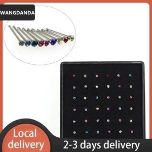 [COD] WANGDANDA Ship within 24 hours 36X  Rhinestone Nose Ring Bone Stud Stainless Steel Body  Jewelry