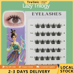 Trotinic False Eyelash Long-lasting Curling Single Cluster Segmented Extensions Thicken Eyelashes 6 Rows Easy To Remove Portable Sunflower Cat Genie Eyelashes Extension Tool