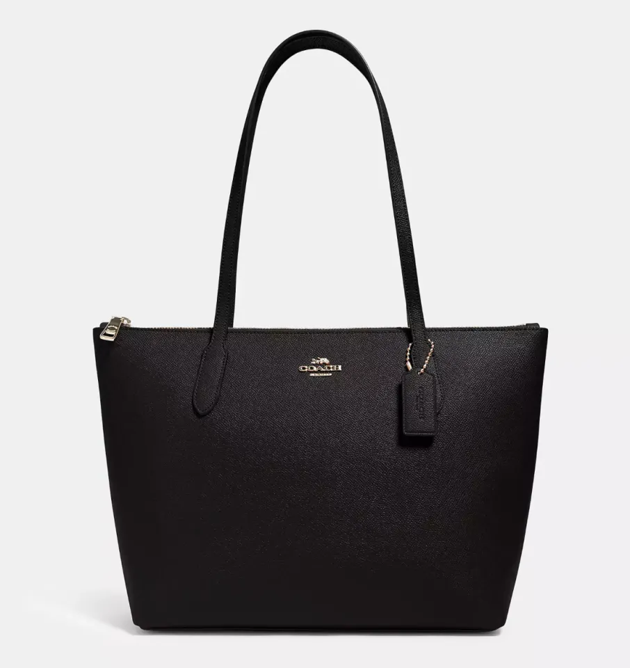 coach トートバッグ Coach Zip Top Tote In Crossgrain leather 4454 Black Coach Chain