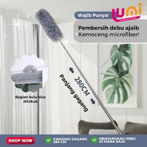 Kemoceng Teleskopik 2.8 METER TARIK TEKUK FLEXIBEL Sapu Microfiber Pembersih Debu Gagang Panjang
