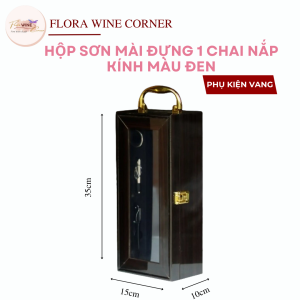 Hộp sơn mài đựng 1 chai nắp kính màu đen - Gift Box Hộp quà tặng rượu vang