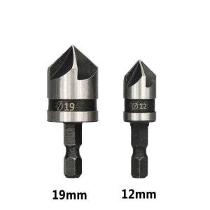 LUMIQLO 90 độ Mũi khoan vát mép Chuôi lục giác Dụng cụ vát cạnh Dụng cụ mở lỗ gia công gỗ Di động Chất lượng cao Mũi khoan mài vát cạnh