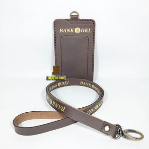 Tempat Id Card Bank DKI Kulit / Id Card Holder Bank Dki Gantung / Name Tag bank dki tali kulit