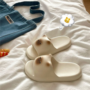 KORS รองเท้าแตะ หญิง รองเท้าแตะขนมปังผู้หญิงน่ารักการ์ตูนโทสต์แมวพื้นหนารองเท้าแตะผู้หญิงรองเท้าแตะเย็นสำหรับฤดูร้อนกลางแจ้งในร่ม EVA รองเท้าแตะกันน้ำในห้องน้ำ รองเท้าผู้หญิงใหม่ 2025