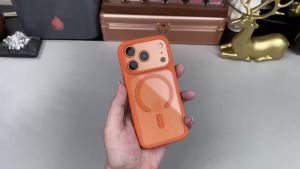 Magnetic Business Simplicity Shockproof Orange Bumper Camera Button Case For iPhone 17 Pro Max Clear PC Cover For Magsafe