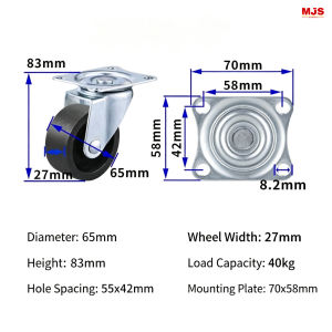 Heavy‑Duty Solid Caster Wheels Plate  Threaded Stem Swivel Fixed Lock ke Castor Replacement