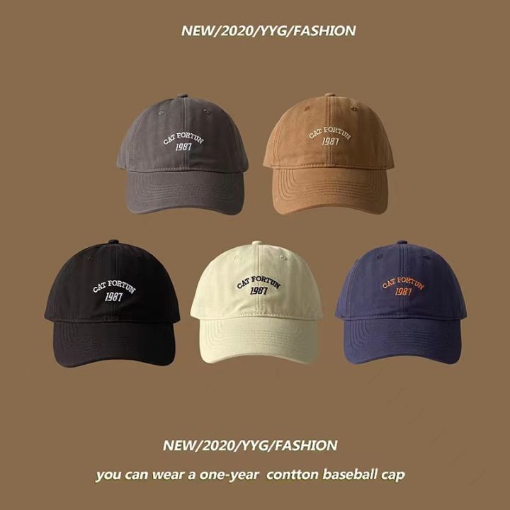 ins Korean cap tide 1987 embroidered soft top baseball cap men and women Retro Casual Golf Visor cap autumn and winter simple cap Lazada PH