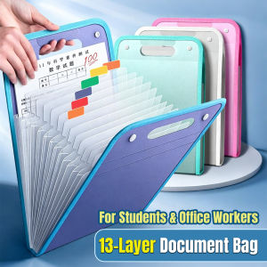 Onisa 13-Layer Handle Folder Long File Organizer Portable Folder Bag With Handle Office Supplies