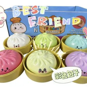 MUSASI Glitter Dumplings Blind Box Squeeze Toy with Steamer Soft Squeeze Decompression Dough  Fidget Steamed Stuffed Bun Squeeze Pinch Le For Stress Anxiety Relief