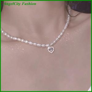 AngelCity Fashion Store Fashion Korean Style Freshwater Necklace For Women Gentle Vintage Clavicle Chain Zircon Pendant Necklace Party Jewelry