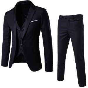 SETELAN JAS PRIA 3IN1 JAS + ROMPI (VEST) + CELANA | JAS FORMAL SLIM FIT WISUDA KERJA KANTOR ELEGAN