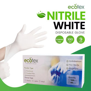ECOTEX Nitrile  Glove Powder Free White 3.5g (XS/S/M/L/XL) - 100PCS/ by weight 2  Sarung Tangan