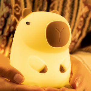 Lampu Tidur Silikon LED Bentuk Capybara kapibara Silikon Squishy Lamp Night Light Cute Panda Hadiah Ulang Tahun Lampu Tidur Lucu Lampu Tidur
