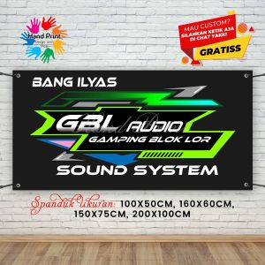 Cetak Spanduk Banner Audio Sound System Hijauu Putih MMT Spanduk Custom 200x100