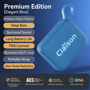 LYNXZ Fabric Wireless Portable Bluetooth Speaker Extra Bass HD Sound IP68 Waterproof Dustproof Built-in Mic TF Card Support