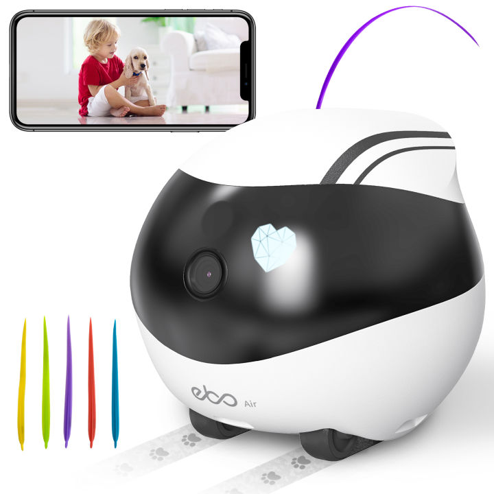 PUMPKII Pet Camera Robot - Treat Dispenser, Night Vision, 2-Way Audio, App Controlled For Cats & Dogs