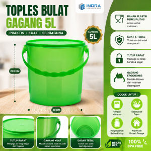 INDRA Toples Bulat Gagang volume 5L/Toples kerupuk/toples Peyek