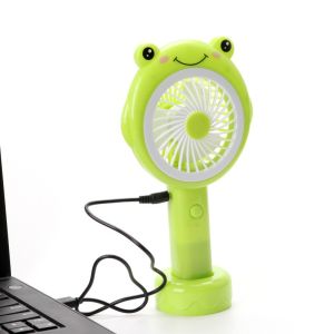 （random）Cartoon small fan portable small usb rechargeable desktop wholesale with light for student cute hand-held fan