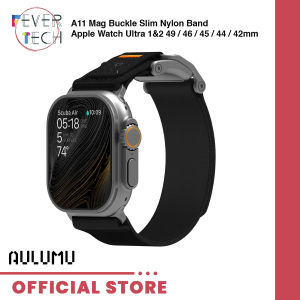 AULUMU A11 Mag Buckle Slim Nylon Band Strap for Apple Watch Ultra 49mm Series 10 9 8 7 6 5 4 SE 3 (42–46mm) | Lightweight Breathable Quick Release Sport Loop with Magnetic Hook & Stainless Buckle