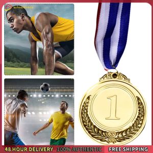 Winnereco 10Pcs Gold Award Medals Zinc Alloy Silver Award Medals with Neck Ribbon Winner Reward Badge 2 Inch for Classrooms Office Games