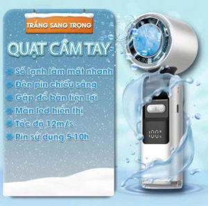 Quạt Cầm Tay Mini Phản Lực Có Sò Lạnh 199 Tốc Độ Gió Siêu Mạnh Pin 4000mah Có Đèn Led