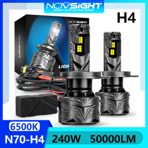 Novsight N70 6500K Super Bright LED Lights for Car H4 ED Headlight Bulb High & Low Beam 240W 50000LM Plug&Play with Decoding Harness 2Pcs 1 Year Warranty Free Shipping