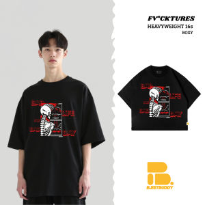 B.ESTBUDDY T-shirt Boxy White 16s BCI Biowash Fv*cktures .C