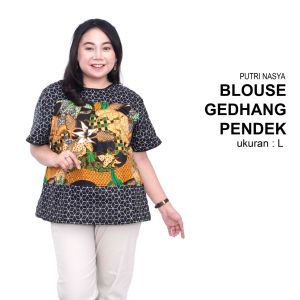 Blouse Big Size Wanita Atasan Batik Lengkap S-M-L-XL-2L-3L-4L-5L-6L-7L Model Blus Jumbo Seragam Batik