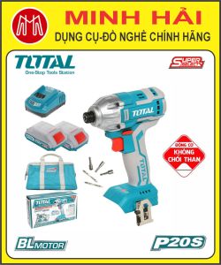 TOTAL – Máy siết vít dùng pin Lithium 20v. Model: TIRLI2002. Động cơ không chổi than. Mô-men xoắn: 200Nm