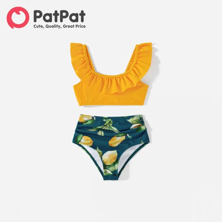 PatPat%20Family%20Matching%20Allover%20Lemon%20Print%20and%20Solid%20Halter%20Neck%20Two-piece%20Swimsuit%20or%20Swim%20Trunks%20Shorts%20-%20Image%206