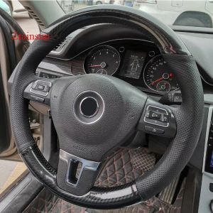 Kaly Customized Car Steering Wheel Cover For Volkswagen CC Passat Tiguan Magotan 2011-2016 Year Hand Sewn Interoir Protect Leather R6P8Q