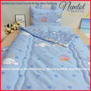🌱MỀM MÁT🌱Bộ Nệm Gối Cho Bé Đi Học Vải Lụa Lyocell Viscose Mềm Mịn Mát Kèm Túi Đựng _ Nemtot Bedding