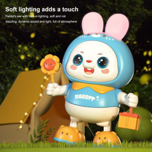 🐰Blinking Rabbit Toy Adorable Battery-powered Dancing Rabbit Toy with Lights Early Education Cartoon Bunny Doll Toys