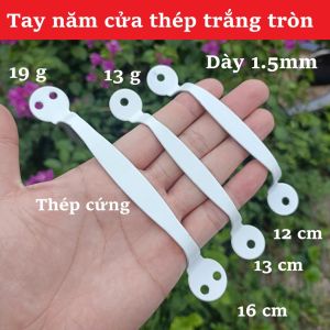 Tay Nắm Cửa Thép Trắng Bề Mặt Phẳng Dạng Thanh Tròn Nhiều Kích Thước (12-16cm) Lắp Đặt Cửa Gỗ
